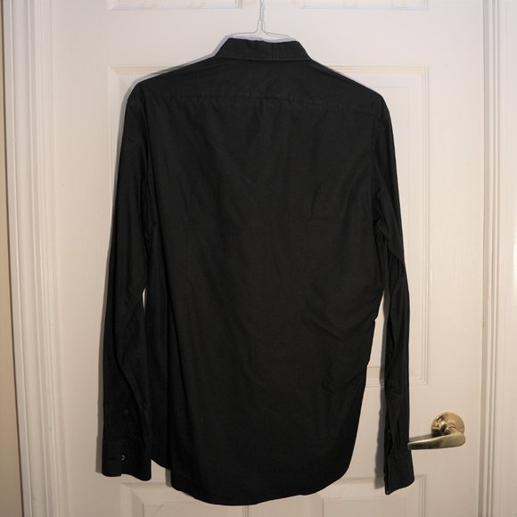 Zara Man Men's Long Sleeve Spread Collar Solid Dress Shirt in Black Large - Picture 3 of 4